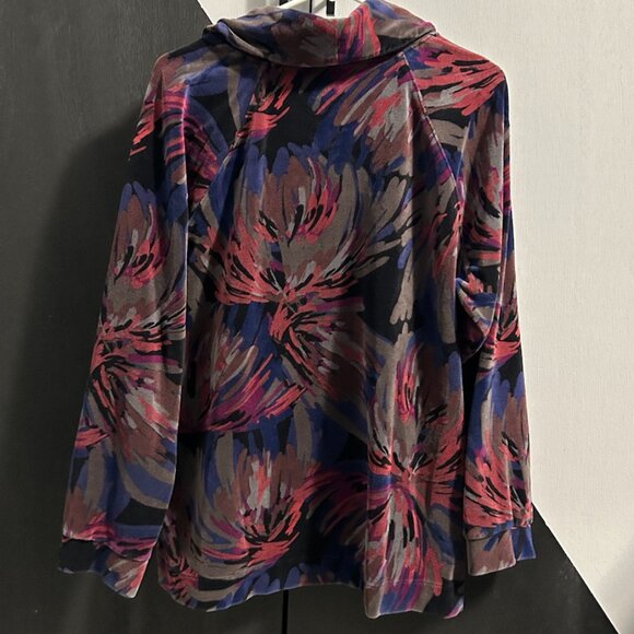 Style & Co. Sport Velour Abstract Floral Cowl Neck Top Women's Size XL - Picture 7 of 9